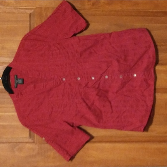 Prestwick & Moore woman's size MP adjustable short sleeve cotton button up - Picture 9 of 9